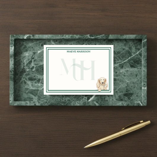 Custom Monogram Hand Drawn Dachshund Reading Post-it® Notes