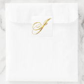 Custom Monogram I Faux Gold Folie Monogrammen Init Vierkante Sticker (Tas)