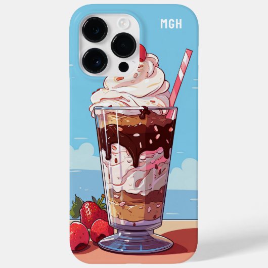 Custom Monogram Ice Cream Milkshake Case-Mate iPhone Case (Achterkant)