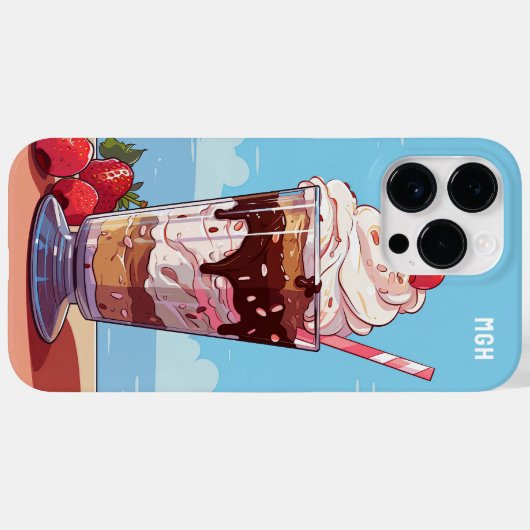 Custom Monogram Ice Cream Milkshake Case-Mate iPhone Case (Achterkant (horizontaal))