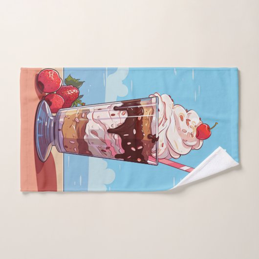 Custom Monogram Ice Cream Milkshake Handdoek (Handdoek)