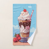 Custom Monogram Ice Cream Milkshake Handdoek (Handdoek)