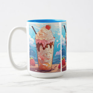 Custom Monogram Ice Cream Sundae Tweekleurige Koffiemok