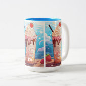 Custom Monogram Ice Cream Sundae Tweekleurige Koffiemok (Voorkant rechts)