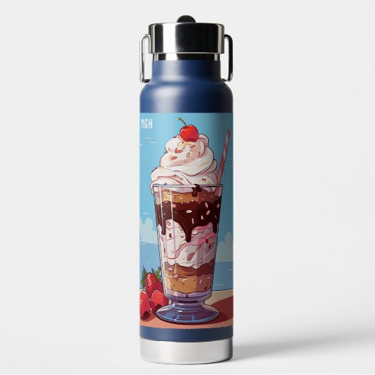 Custom Monogram Ice Cream Sundae Waterfles (Voorkant)