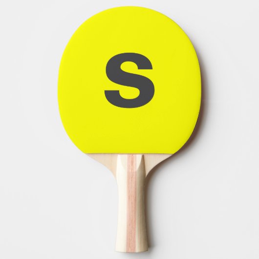 Custom Monogram Initiaal Neon Yellow Tafeltennisbatje (Voorkant)