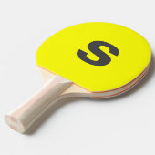 Custom Monogram Initiaal Neon Yellow Tafeltennisbatje (Voorkant Gekanteld)