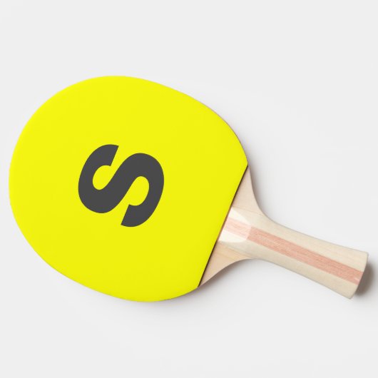 Custom Monogram Initiaal Neon Yellow Tafeltennisbatje (Zijkant)