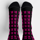 Custom Monogram Initial Black Pink socks Sokken (Top)