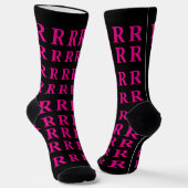 Custom Monogram Initial Black Pink socks Sokken (Gebogen)