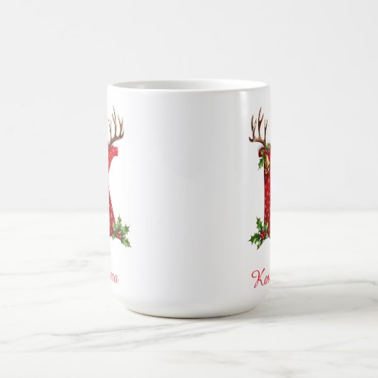 Custom Monogram initial K merry Christmas  Koffiemok (Center)