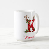 Custom Monogram initial K merry Christmas  Koffiemok (Voorkant rechts)
