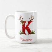 Custom Monogram initial K merry Christmas  Koffiemok (Links)
