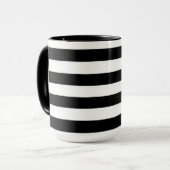 Custom Monogram Initial Name Black White Stripes Mok (Voorkant links)