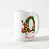 Custom Monogram initial O merry Christmas  Koffiemok (Voorkant rechts)