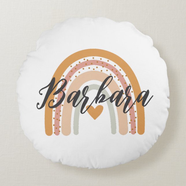 Custom Monogram Initial Throw Pillow Rond Kussen (Voorkant)