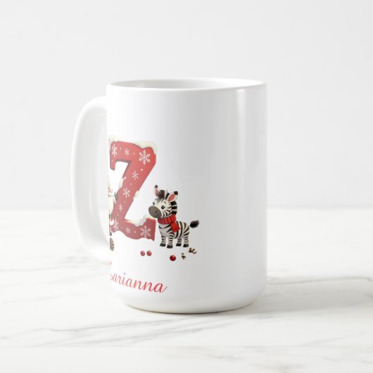 Custom Monogram initial Z merry Christmas  Koffiemok (Voorkant links)