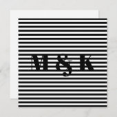 Custom monogram initialen zwart wit strepen kaart (Voorkant / Achterkant)