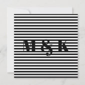 Custom monogram initialen zwart wit strepen kaart (Voorkant)