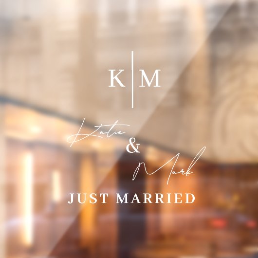 Custom Monogram Just Married Car Wedding Banner  Raamsticker (Vel 2)