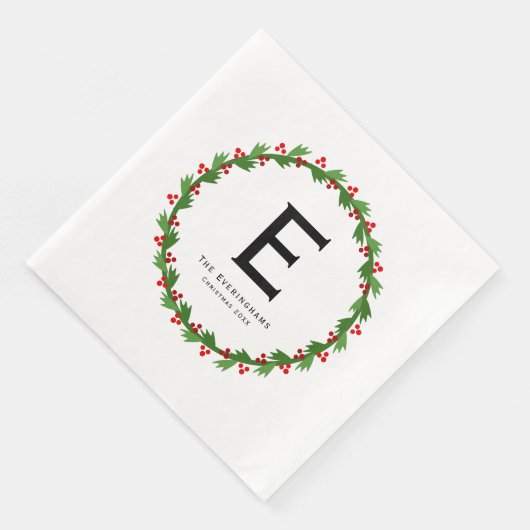 Custom Monogram -  kerstkrans Servet (Hoek)