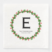 Custom Monogram -  kerstkrans Servet (Voorkant)