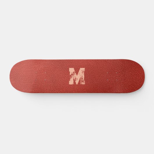 Custom Monogram Leather Look Bruin Sjabloon Persoonlijk Skateboard (Horizontaal)