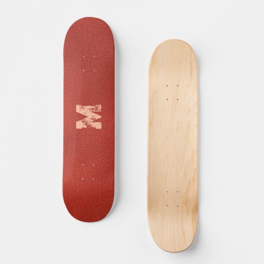 Custom Monogram Leather Look Bruin Sjabloon Persoonlijk Skateboard (Voorkant)