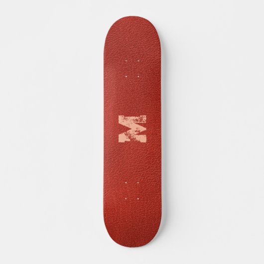 Custom Monogram Leather Look Bruin Sjabloon Persoonlijk Skateboard (Voorkant)