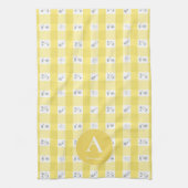 Custom Monogram Lemon Plaid  Theedoek (Verticaal)