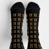 Custom Monogram Letter Black Gold socks Sokken (Top)