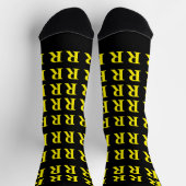 Custom Monogram Letter Black Yellow socks Sokken (Top)
