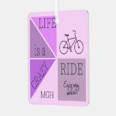 Custom Monogram Life is een Crazy Ride Metalen Ornament (Voorkant links)
