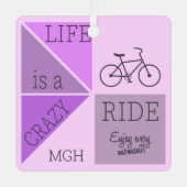 Custom Monogram Life is een Crazy Ride Metalen Ornament (Voorkant)