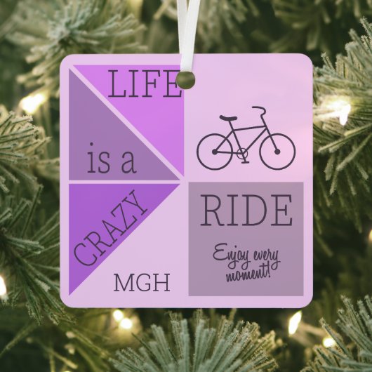 Custom Monogram Life is een Crazy Ride Metalen Ornament (Insitu)