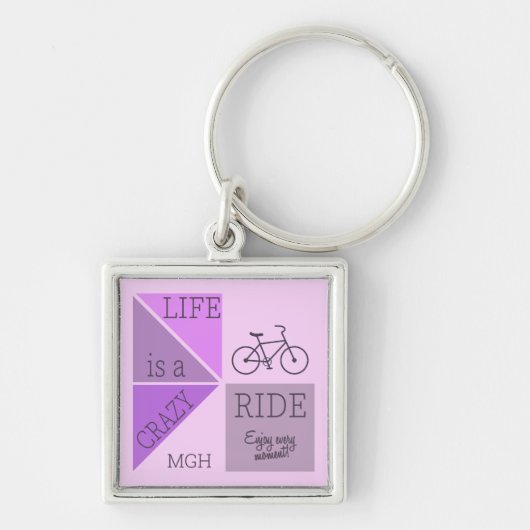 Custom Monogram Life is een Crazy Ride Sleutelhanger (Voorkant)