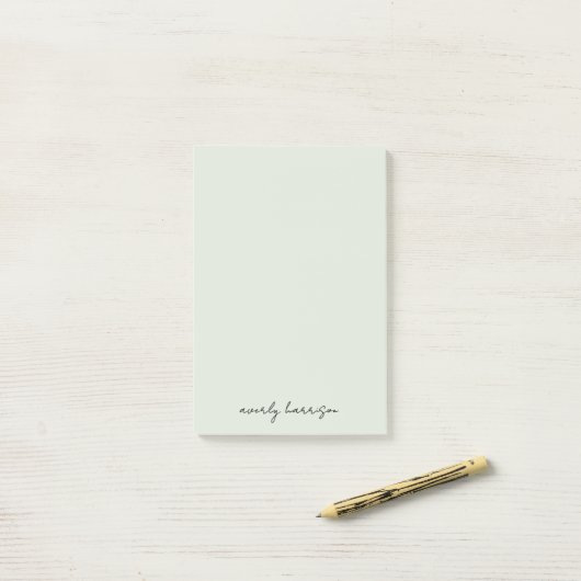 Custom Monogram Light Sage Chic Minimalist Post-it® Notes (Op bureau)