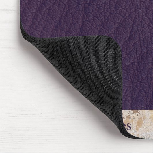 Custom Monogram Mannelijk Modern Paars Leder Muismat (Hoek)