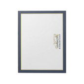 Custom Monogram Minimalist Navy Blue Gold Men Chic Notitieblok (Linkerzijde)
