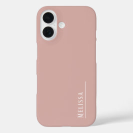 Custom monogram, modern blush roze iPhone 16 hoesje