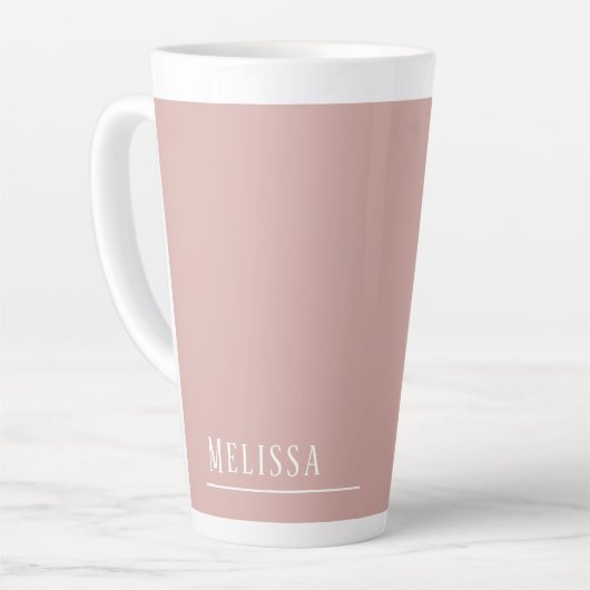 Custom monogram, modern blush roze latte mok (Linkerhoek)