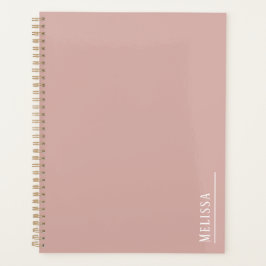 Custom monogram, modern blush roze planner