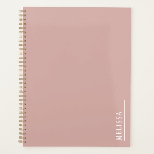 Custom monogram, modern blush roze planner (Voorkant)