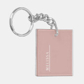Custom monogram, modern blush roze sleutelhanger (Voorkant Links)
