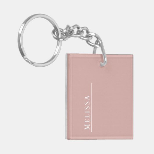 Custom monogram, modern blush roze sleutelhanger (Voorkant Links)