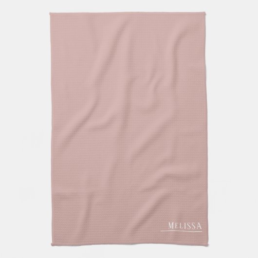 Custom monogram, modern blush roze theedoek (Verticaal)