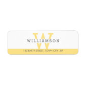 CUSTOM MONOGRAM modern eenvoudig initiaal geel gri Etiket (Voorkant)