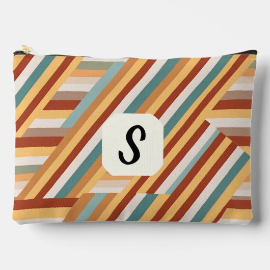 Custom Monogram Modern Retro 70s Geometric Large Etui (Voorkant)