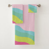Custom monogram modern roze regenboog trendy handd bad handdoek (Insitu)