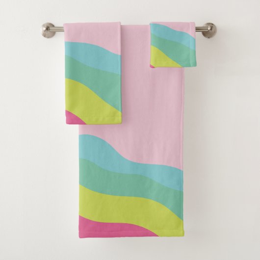 Custom monogram modern roze regenboog trendy handd bad handdoek (Insitu)